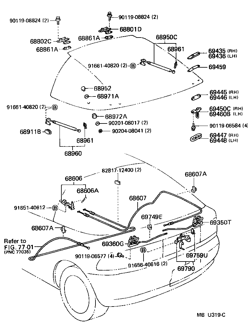 68960-19425 STAY ASSY, BACK DOOR, LH product image