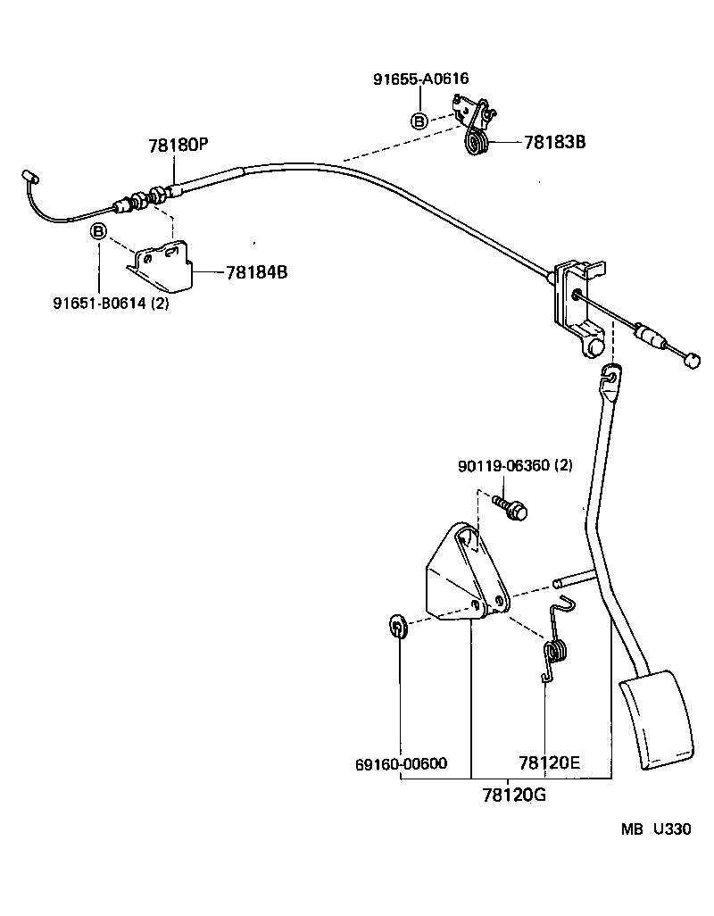 78183-18010 CLAMP, ACCELERATOR CONTROL CABLE product image