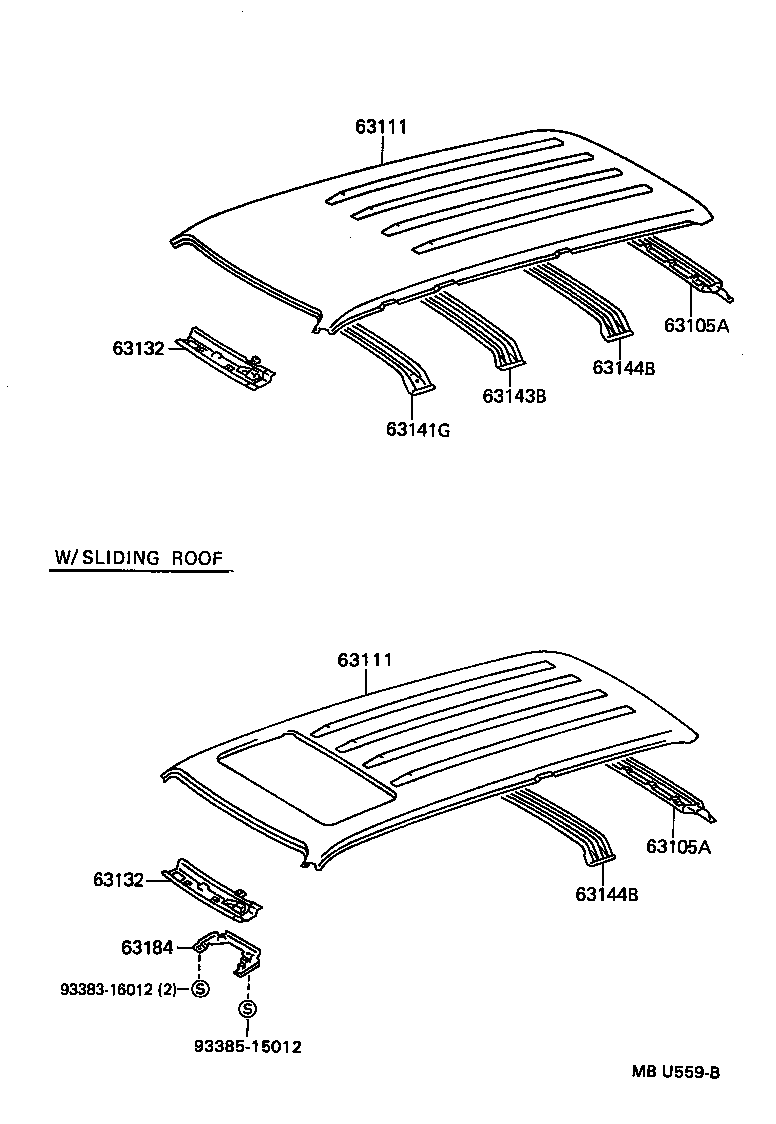 Toyota 63141-60010 REINFORCEMENT, ROOF PANEL, NO.1