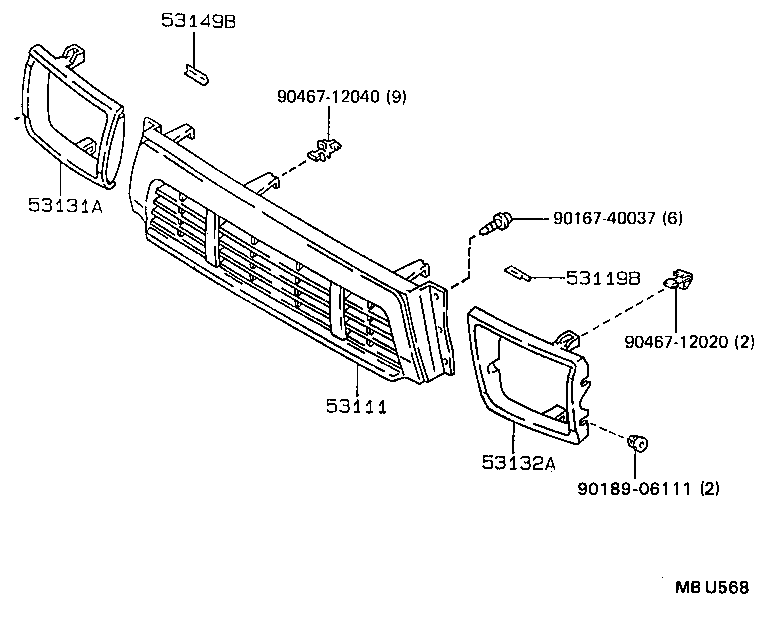 53111-89134 GRILLE, RADIATOR product image