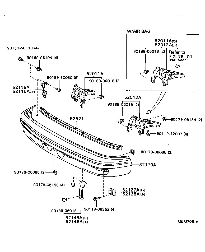 52144-20200 STAY, FRONT BUMPER, NO.2 RH product image