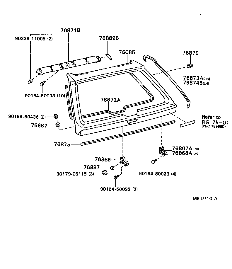 76871-21900 SPOILER SUB-ASSY, REAR product image