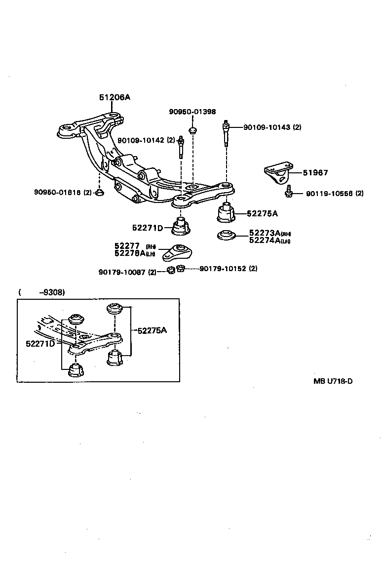 51206-32030 MEMBER SUB-ASSY, REAR SUSPENSION product image