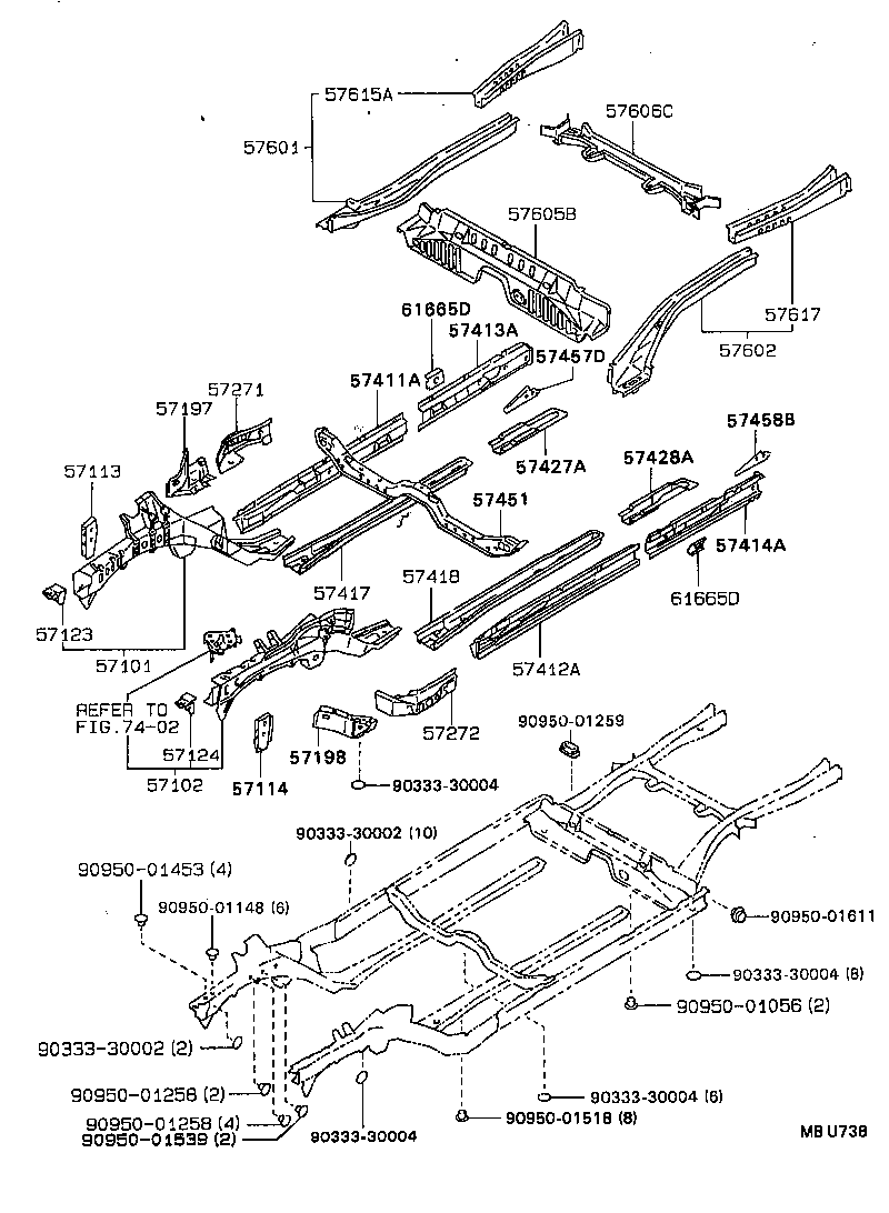 57413-94700 MEMBER, FLOOR SIDE, INNER REAR RH product image
