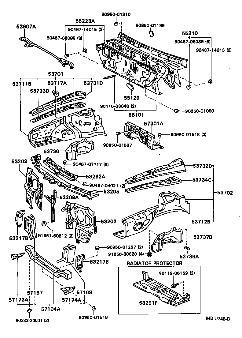 53217-32040 BRACE, RADIATOR SUPPORT TO CROSSMEMBER product image