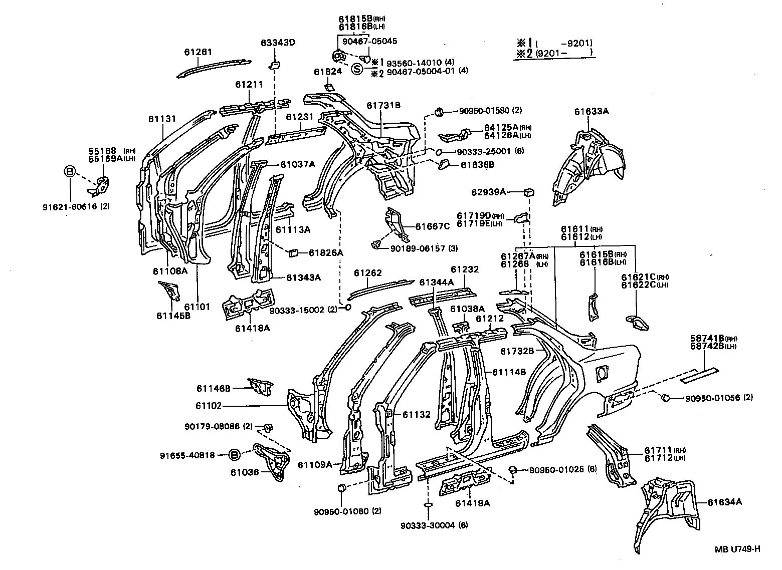 64125-32040 BRACKET, UPPER BACK PANEL, RH product image