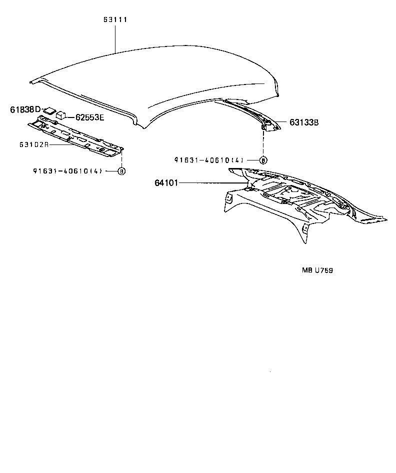 63142-20060 REINFORCEMENT, ROOF PANEL, NO.2 product image