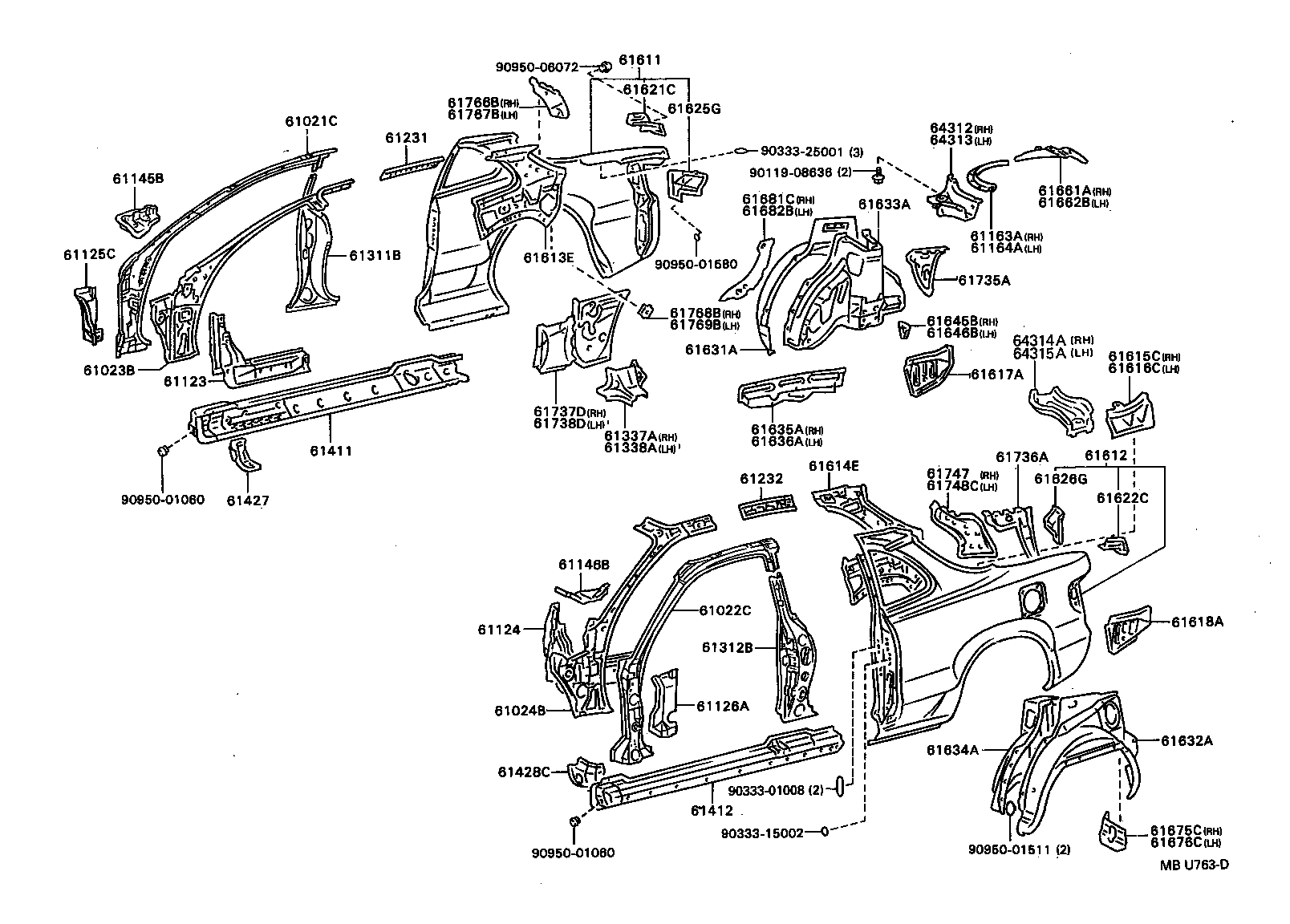 61307-20020 PILLAR SUB-ASSY, CENTER BODY, INNER RH product image