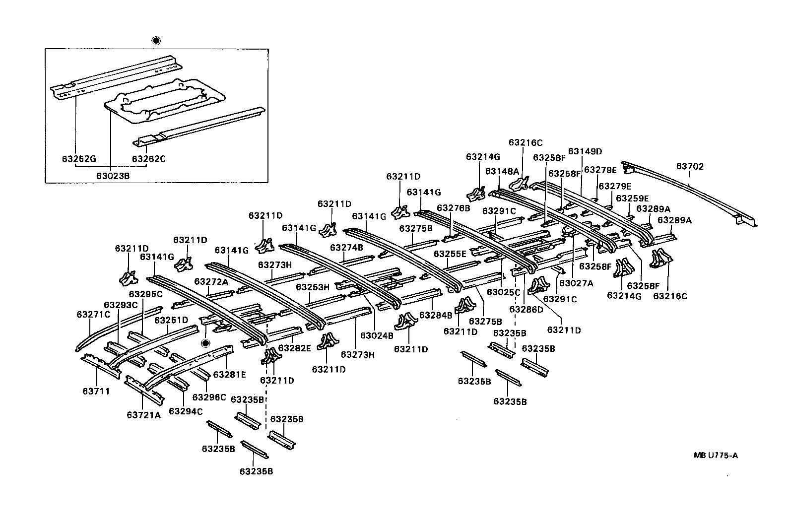 63208-90B02 REINFORCEMENT, ROOF PANEL, NO.8 product image