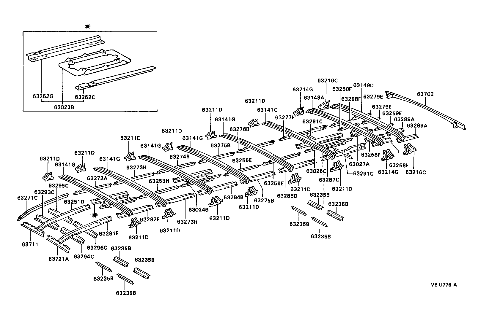 63208-90B02 REINFORCEMENT, ROOF PANEL, NO.8 product image