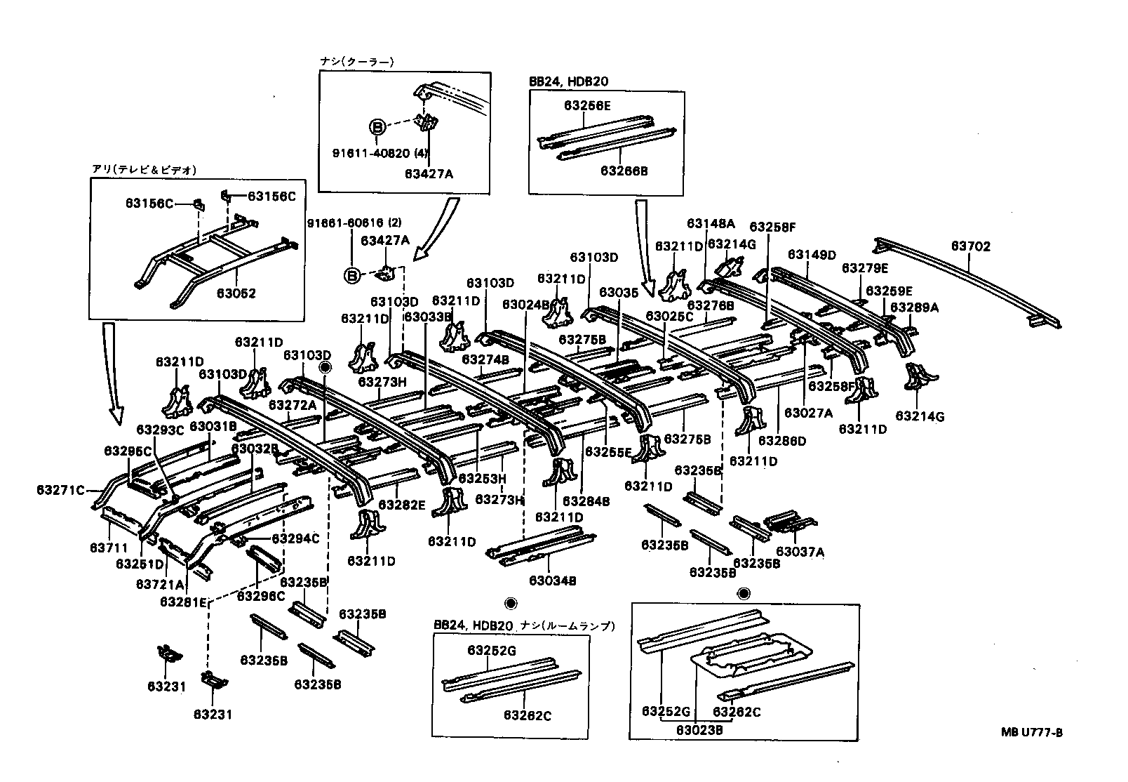 63104-90B02 REINFORCEMENT SUB-ASSY, ROOF PANEL, NO.3 product image