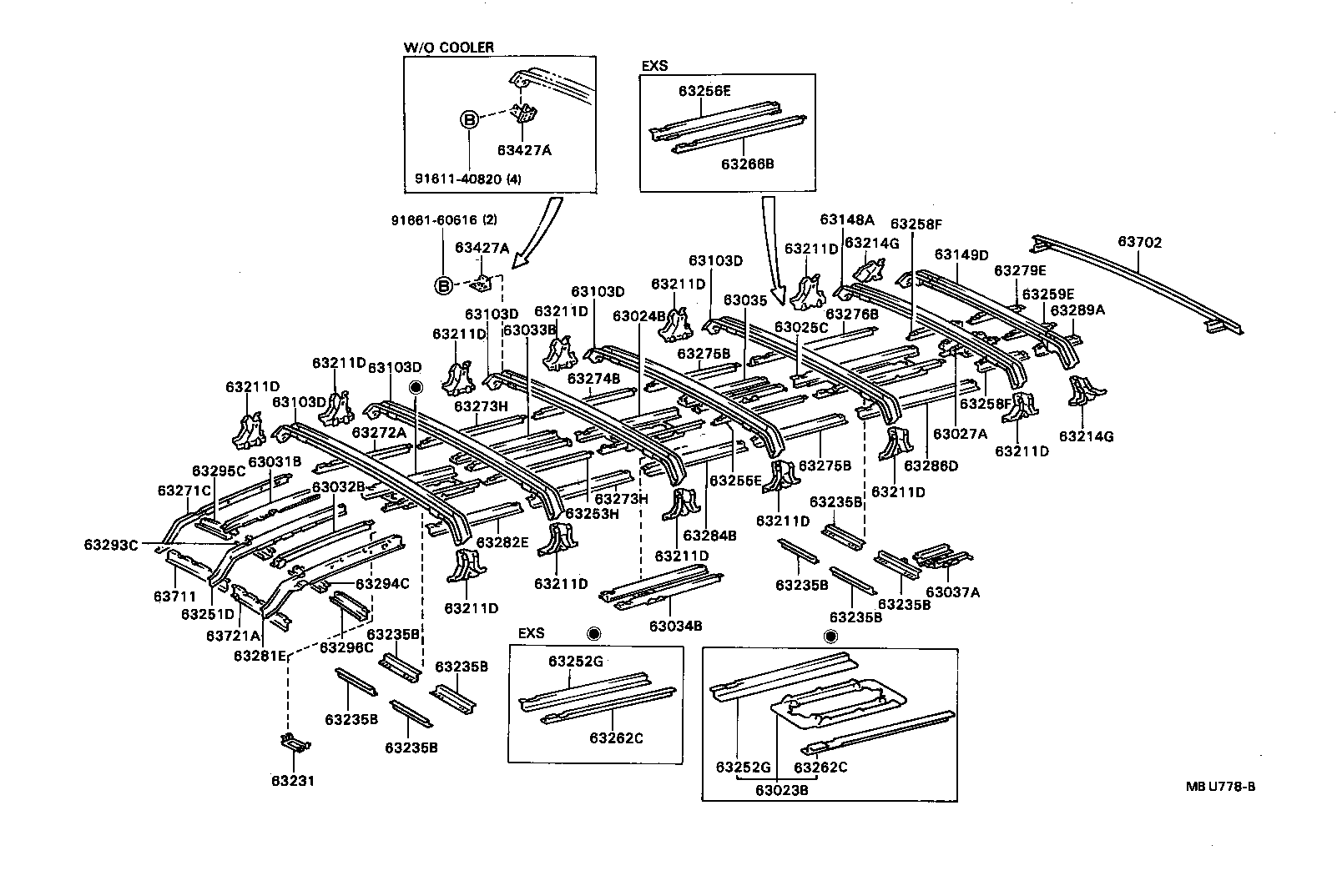 63208-90B02 REINFORCEMENT, ROOF PANEL, NO.8 product image