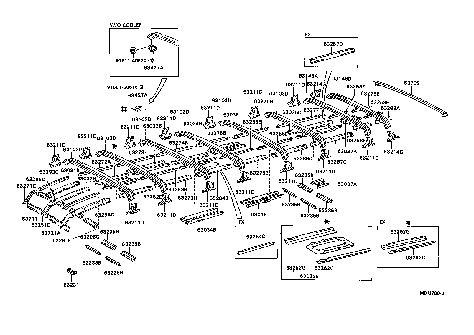 63208-90B02 REINFORCEMENT, ROOF PANEL, NO.8 product image