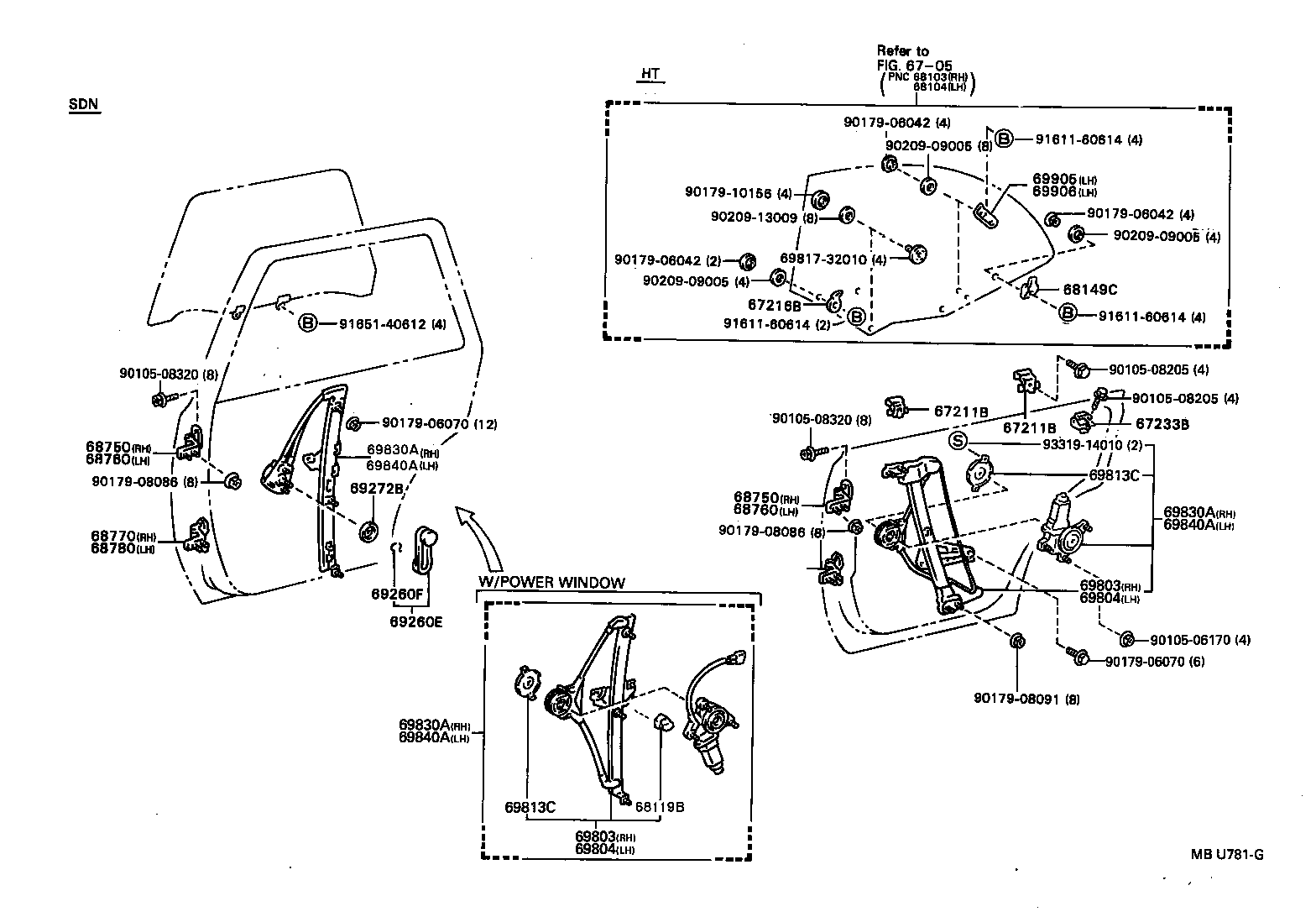 68780-32040 HINGE ASSY, REAR DOOR, LOWER LH product image