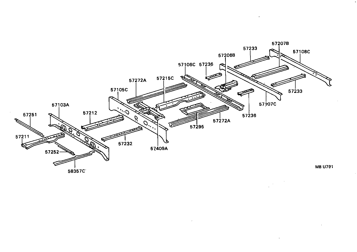 57103-90B09 CROSSMENBER SUB-ASSY, FLOOR, NO.3 product image