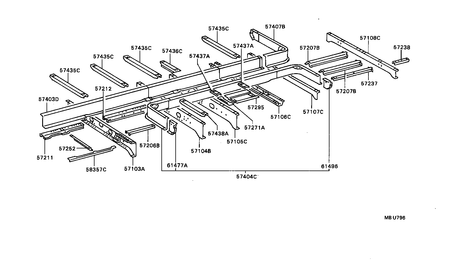 57436-90B00 STRENGTH, UPPER REAR FLOOR, NO.2 product image