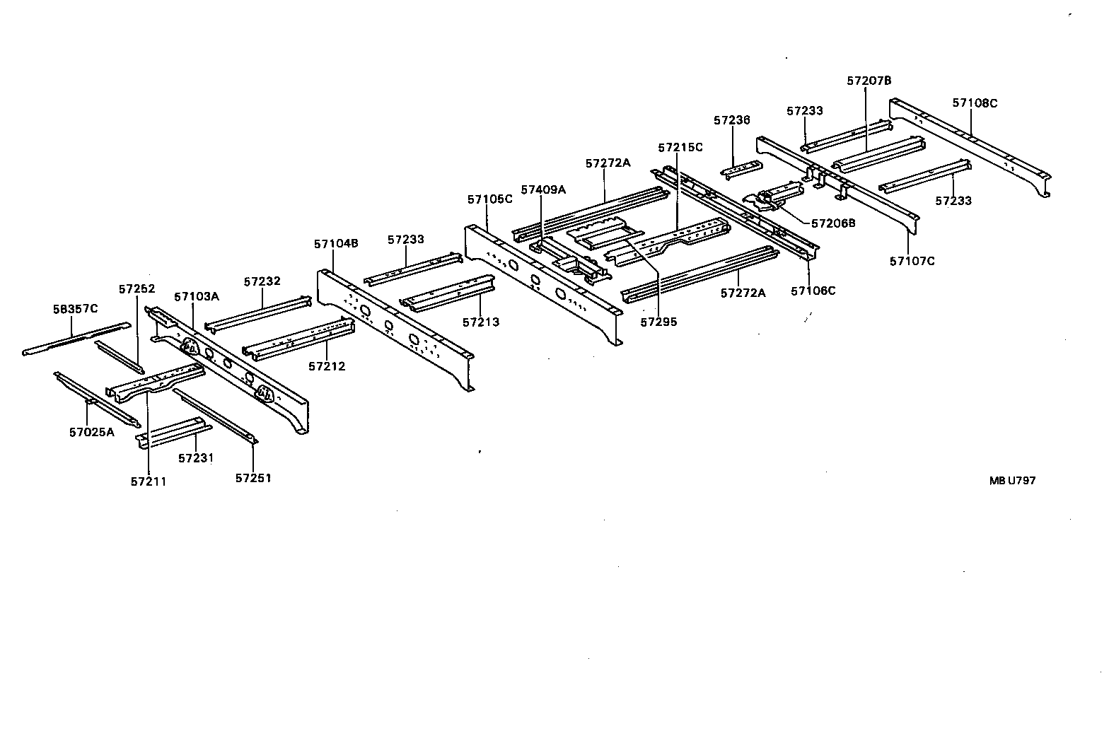 57103-90B09 CROSSMENBER SUB-ASSY, FLOOR, NO.3 product image