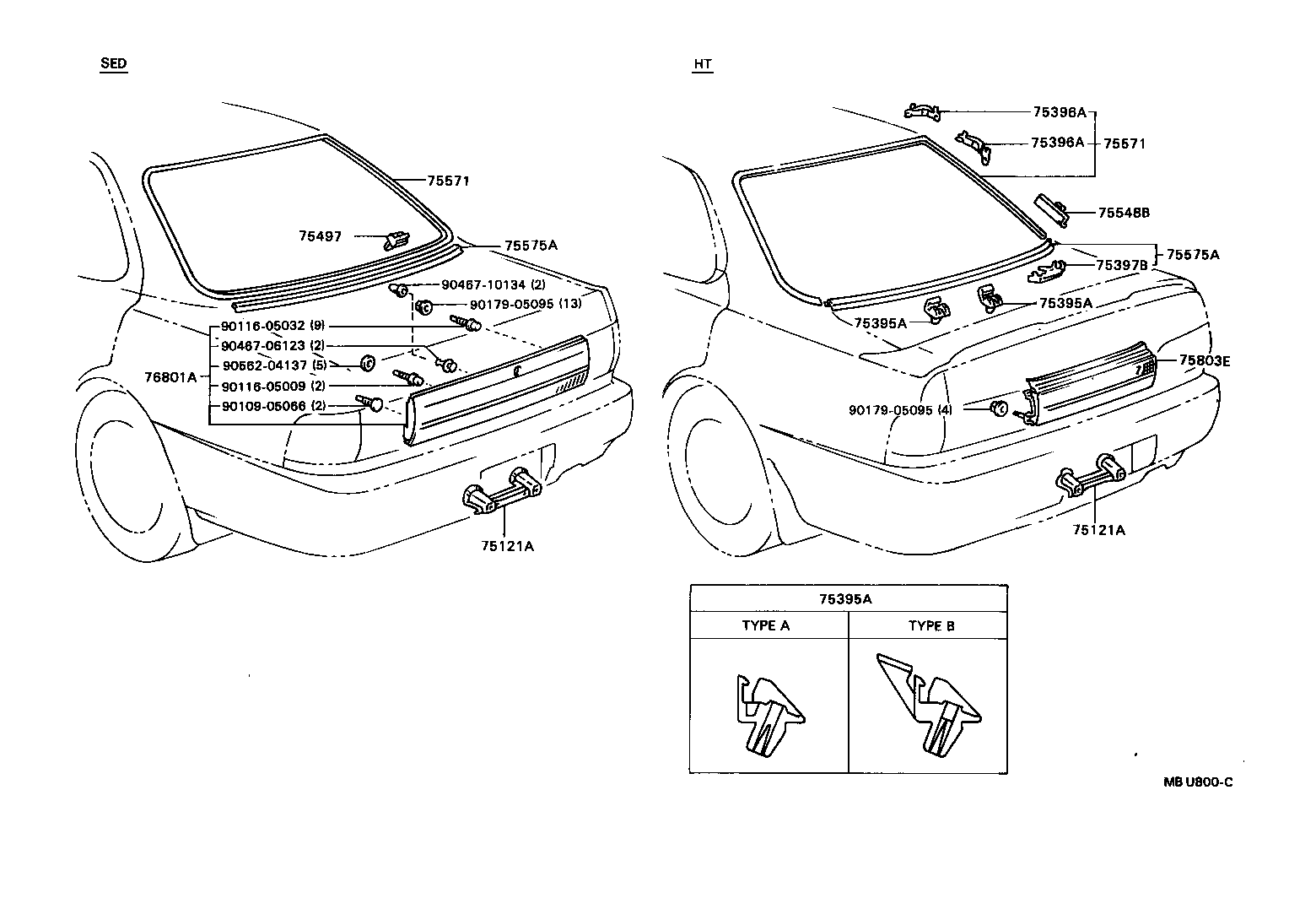 75507-32040 MOULDING, BACK WINDOW, OUTSIDE LOWER product image