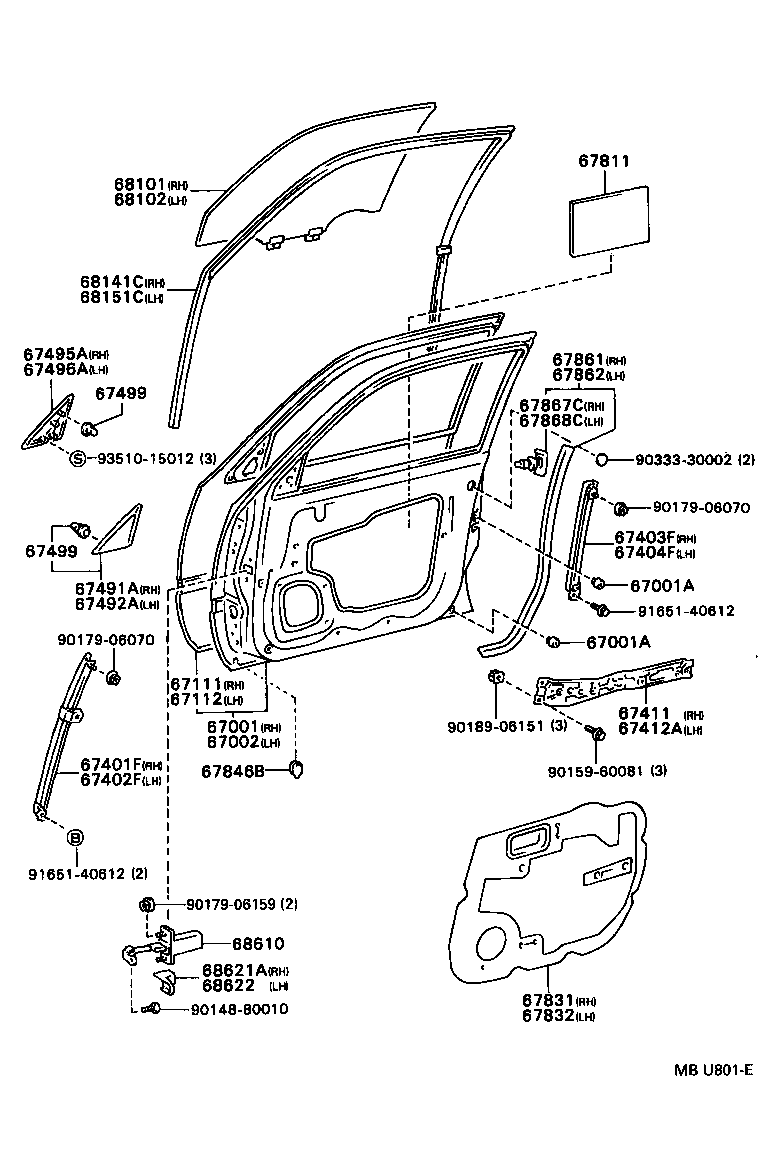 67503-32010 FRAME SUB-ASSY, FRONT DOOR, FRONT LOWER RH product image