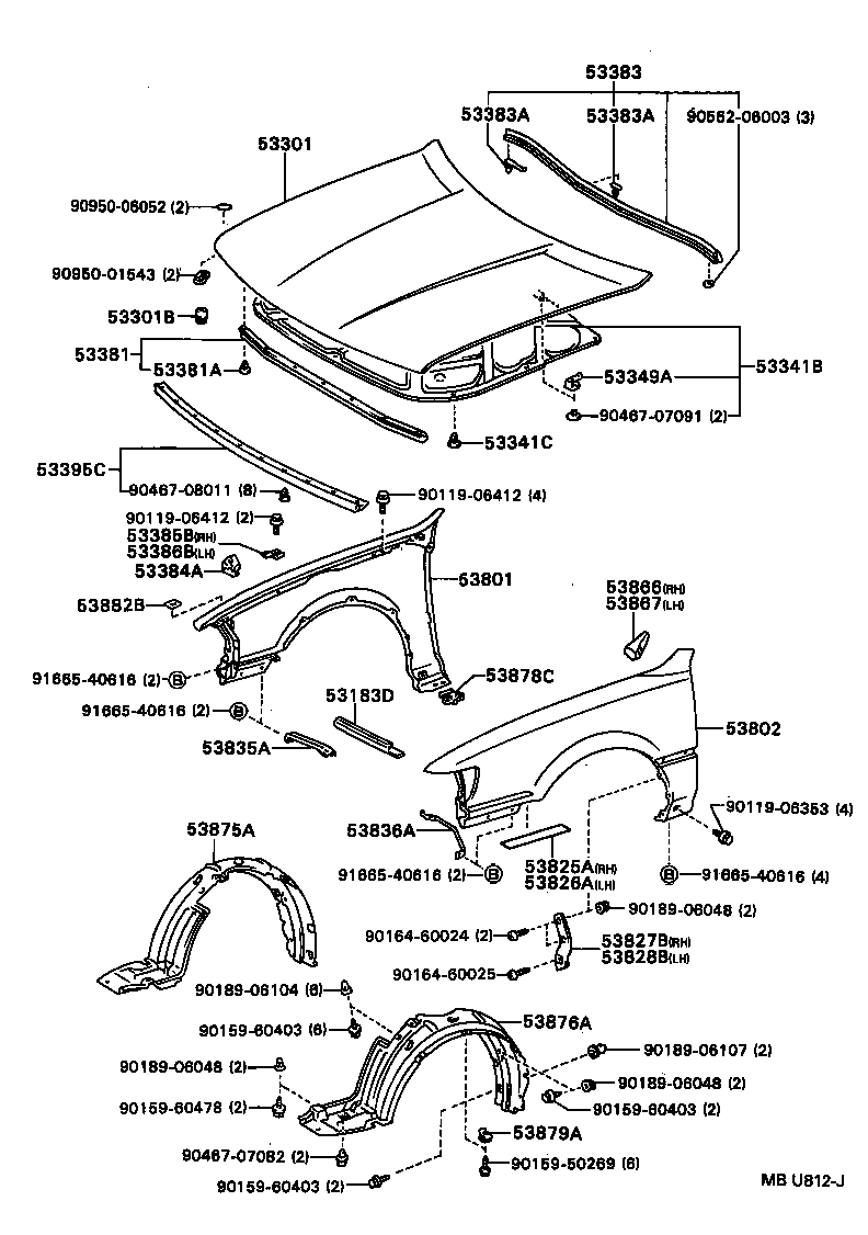53801-32220 FENDER SUB-ASSY, FRONT RH product image