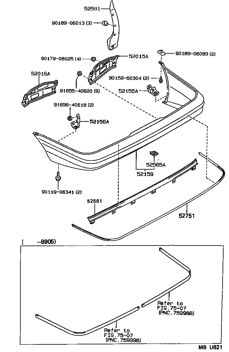52159-12890 COVER, REAR BUMPER product image