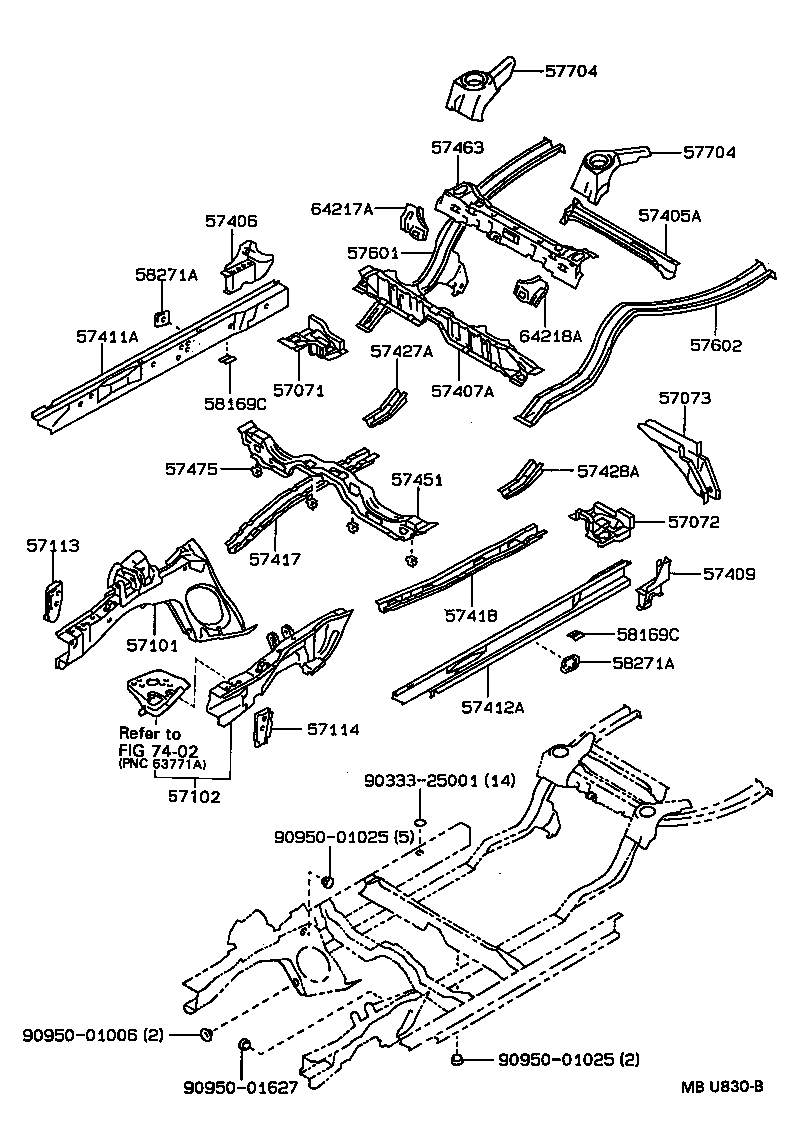 57409-13010 MEMBER SUB-ASSY, MAIN FLOOR SIDE, LH product image