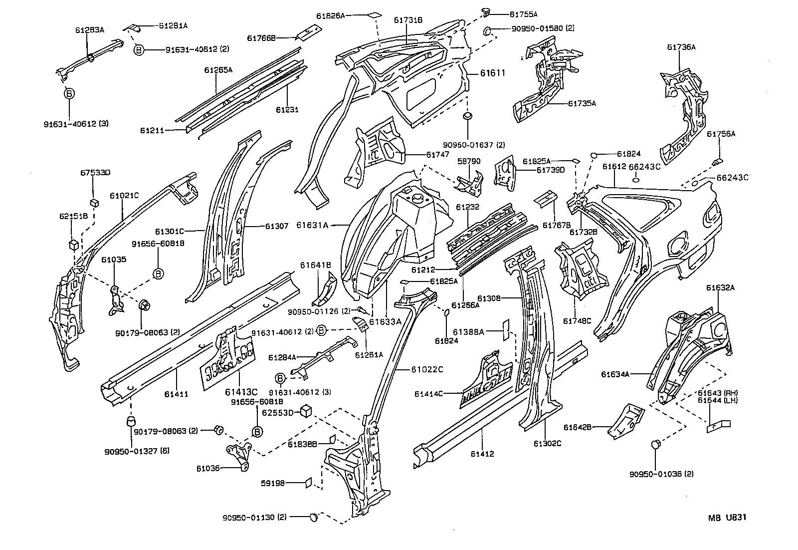 61339-12010 SEAL, CENTER BODY PILLAR, INNER NO.1 product image