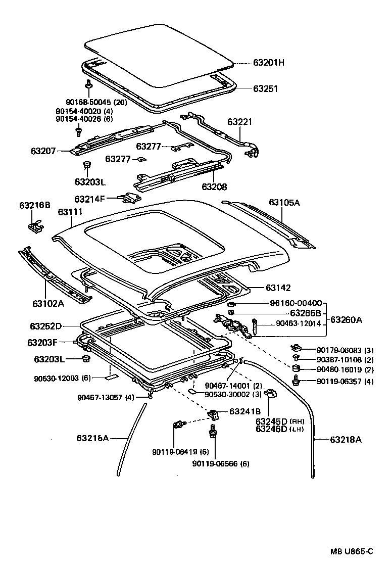 Toyota 63142-14040 REINFORCEMENT, ROOF PANEL, NO.2