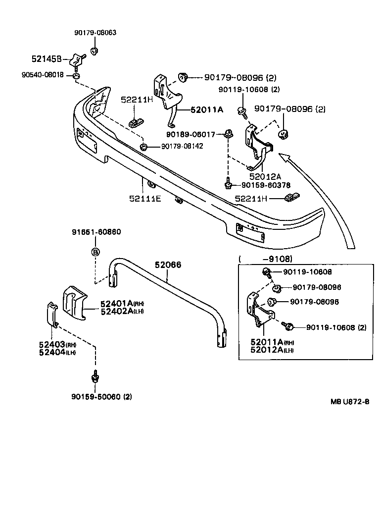 Toyota 52127-89102 COVER, FRONT BUMPER HOLE, RH