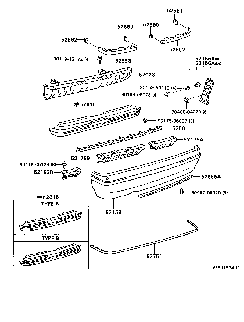 52166-22050 EXTENSION, REAR BUMPER, LH product image