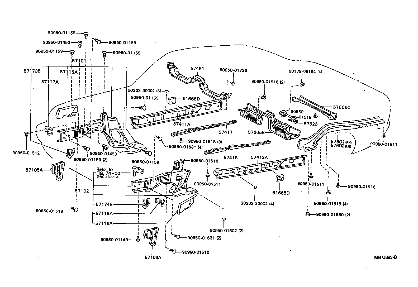 57602-20340 MEMBER SUB-ASSY, REAR FLOOR SIDE, LH product image