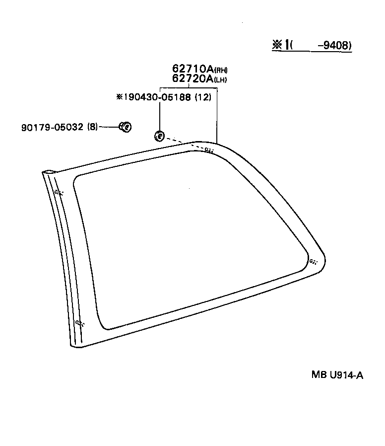 62710-16230 WINDOW ASSY, QUARTER, RH product image
