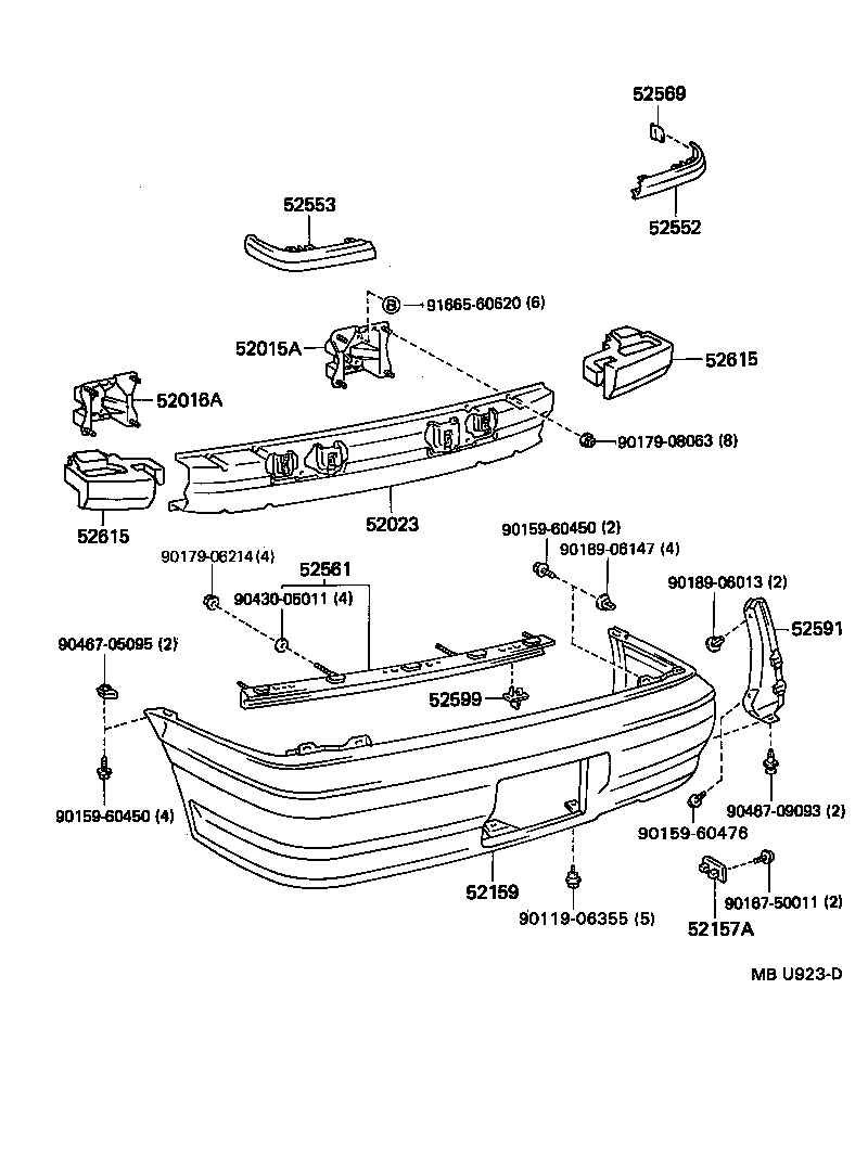 52159-16370 COVER, REAR BUMPER product image
