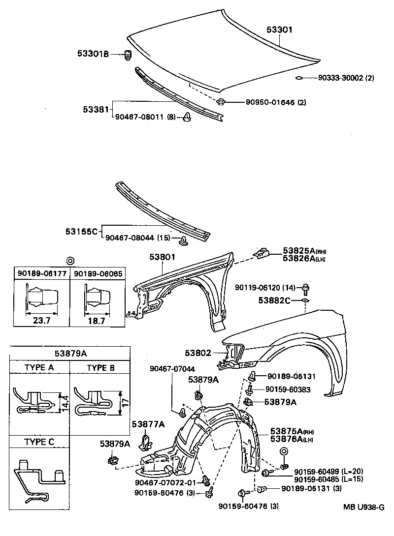 53381-16060 SEAL, HOOD TO RADIATOR SUPPORT product image