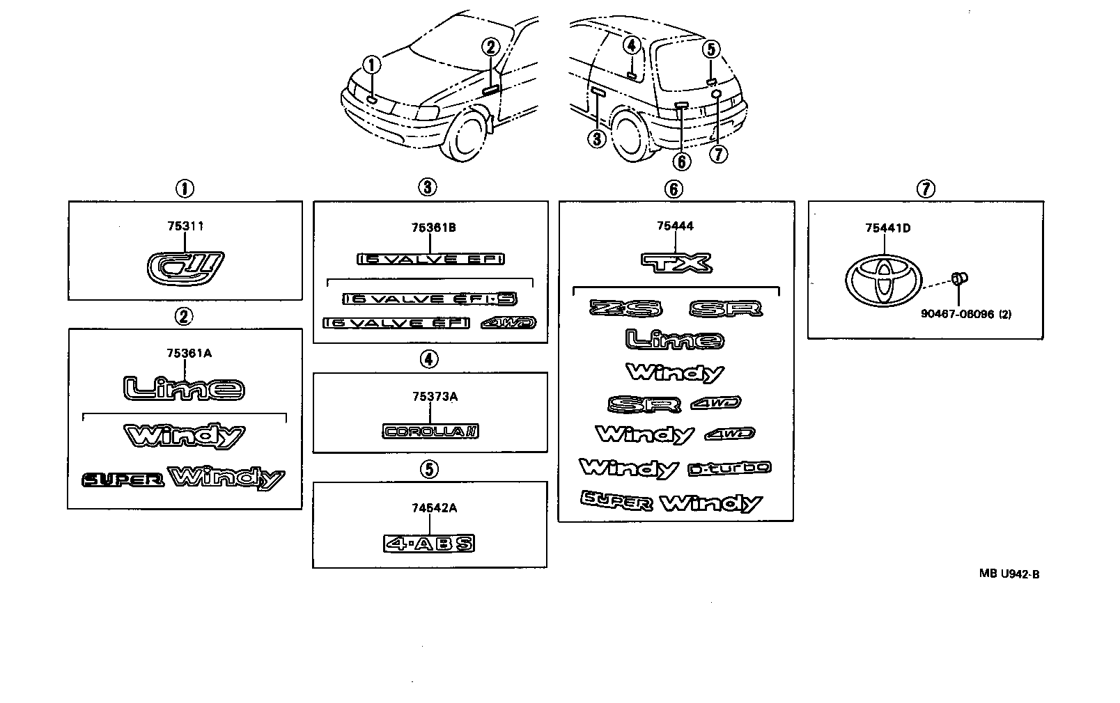 75373-16070 PLATE, QUARTER WINDOW MARK product image