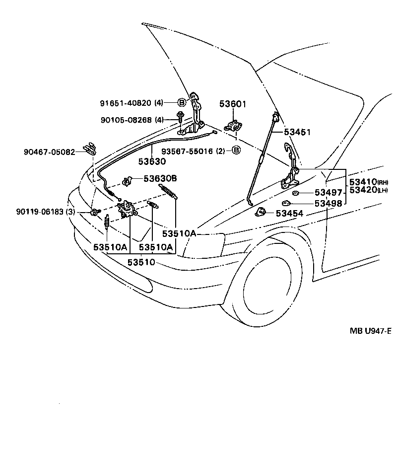 53440-16041 ROD, HOOD SUPPORT product image
