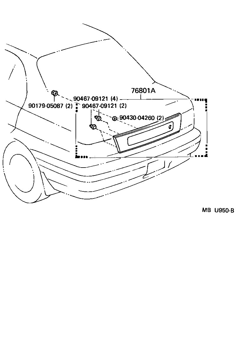 Toyota 76801-16231 GARNISH SUB-ASSY, LUGGAGE COMPARTMENT DOOR, OUTSIDE