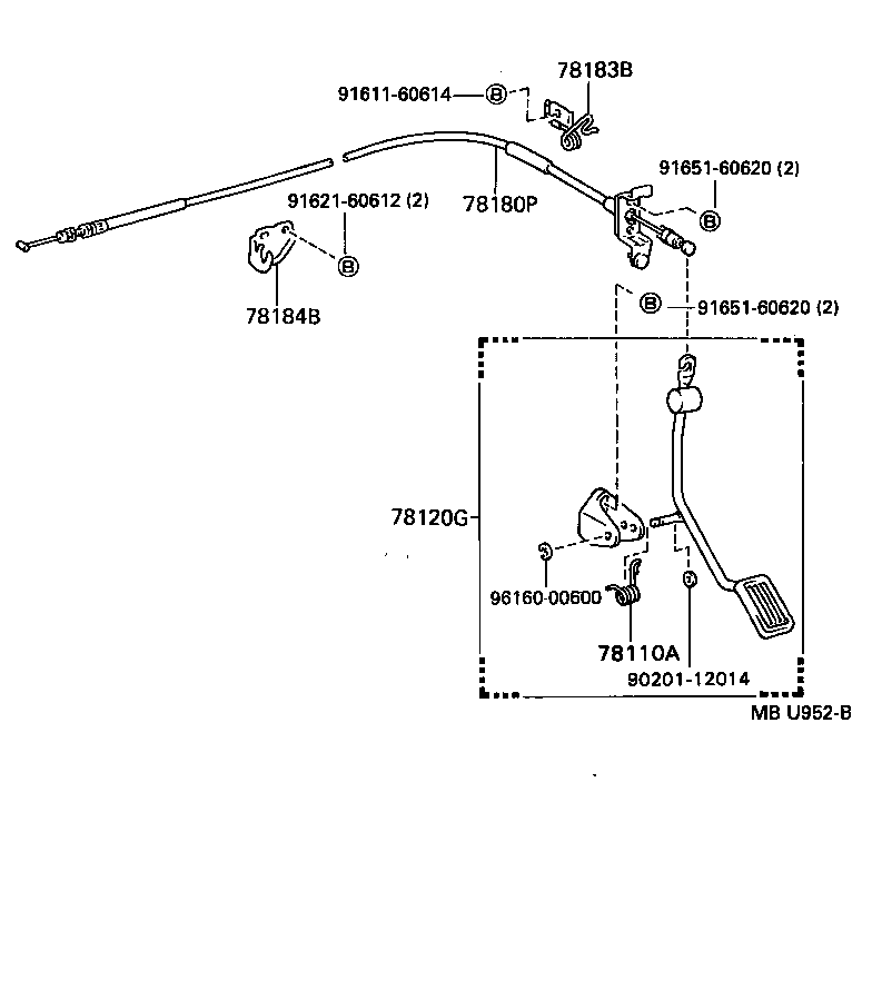 78180-16280 CABLE ASSY, ACCELERATOR CONTROL product image