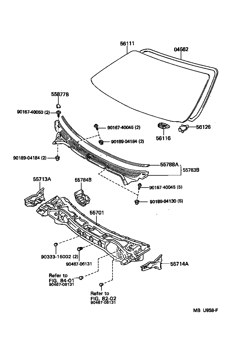 Toyota 56116-16041 SPACER, WINDSHIELD GLASS