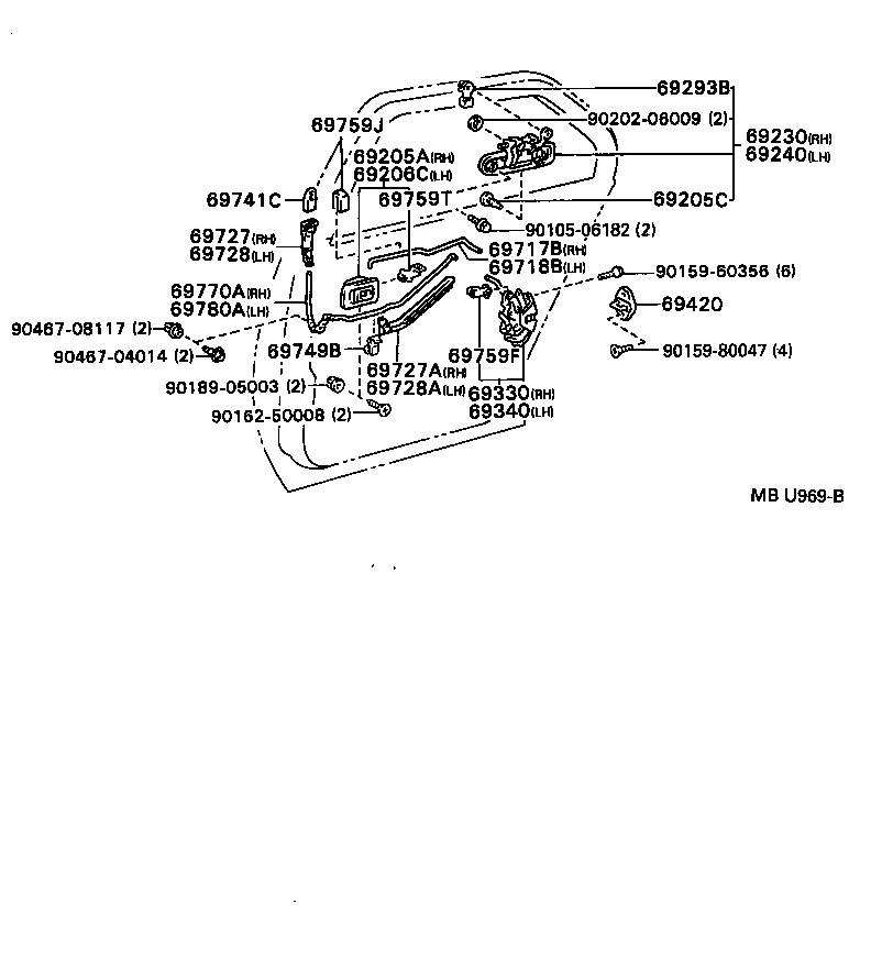 69060-16070 LOCK ASSY, REAR DOOR, LH product image