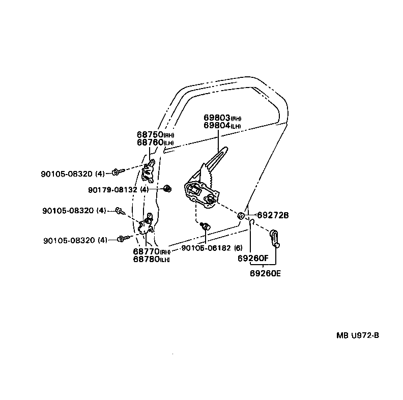 Toyota 68760-16040 HINGE ASSY, REAR DOOR, UPPER LH