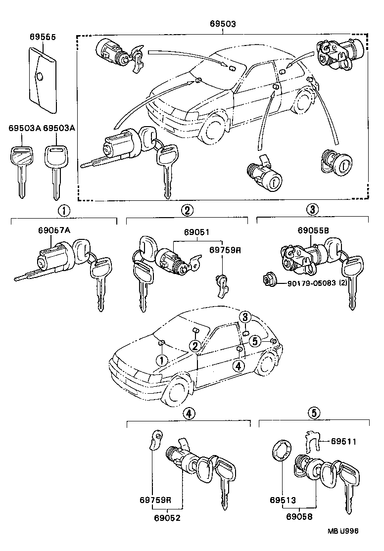 69005-16690 CYLINDER SET, LOCK product image