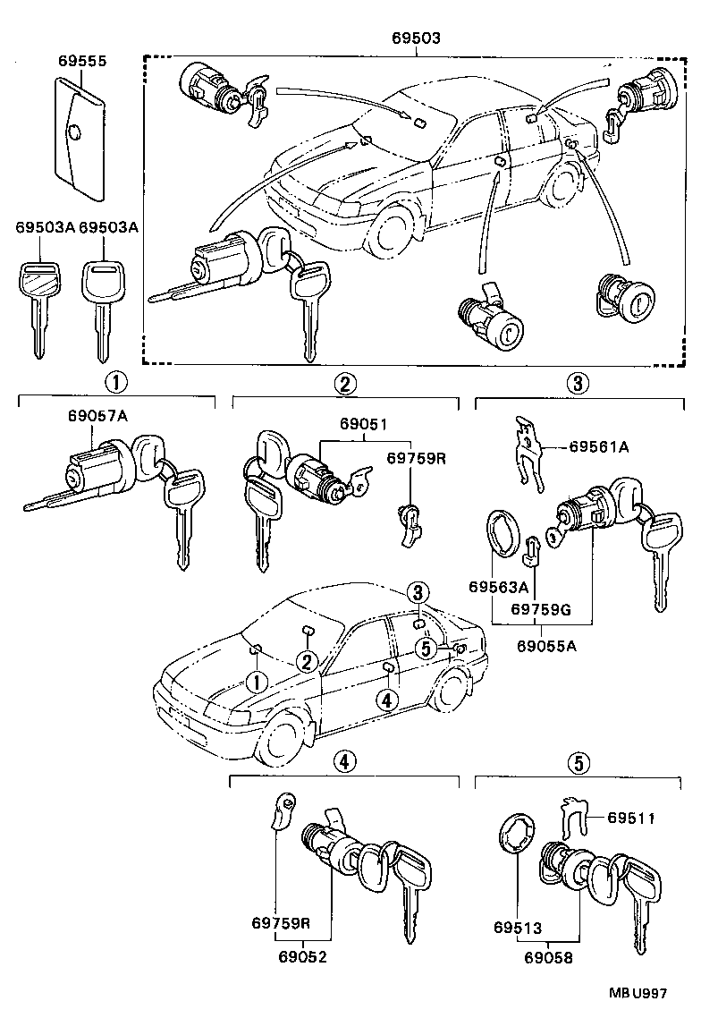 69005-16690 CYLINDER SET, LOCK product image