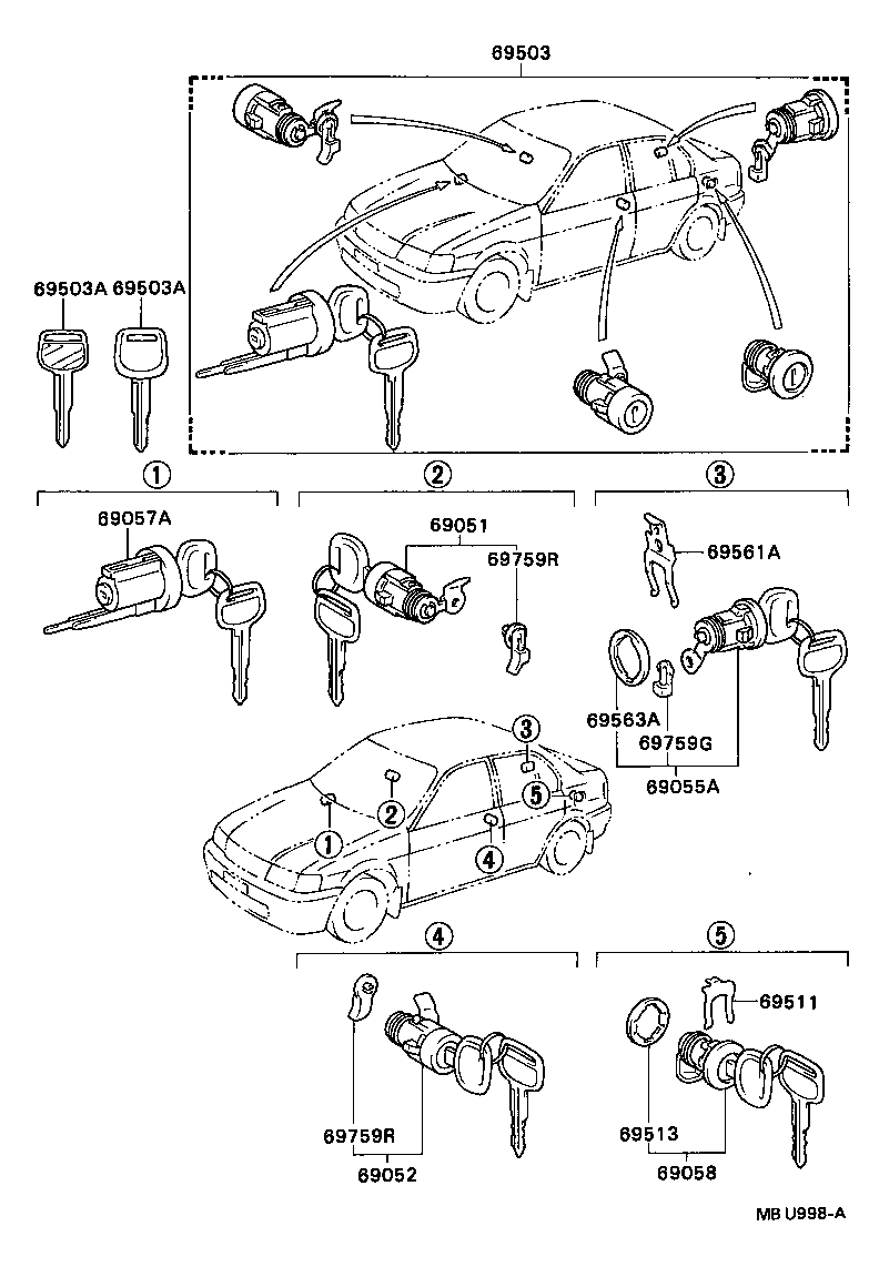 69005-16850 CYLINDER SET, LOCK product image