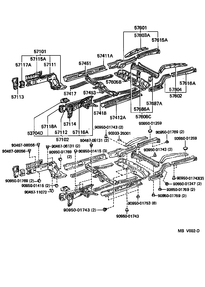 Toyota 57616-16908 MEMBER, REAR FLOOR SIDE, REAR LH