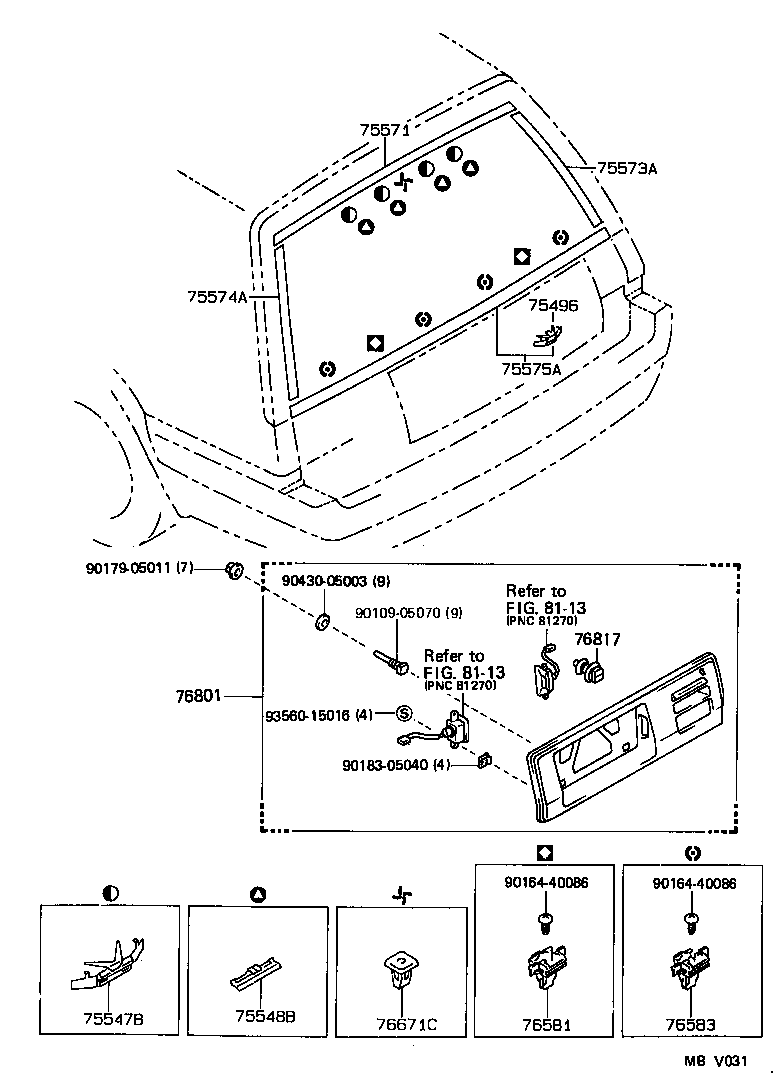 76801-13020 GARNISH SUB-ASSY, BACK DOOR, OUTSIDE product image