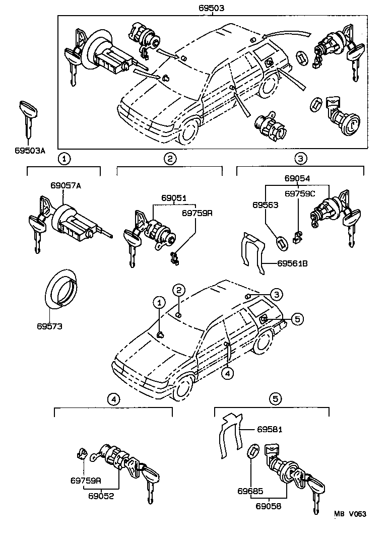 69005-1A221 CYLINDER SET, LOCK product image