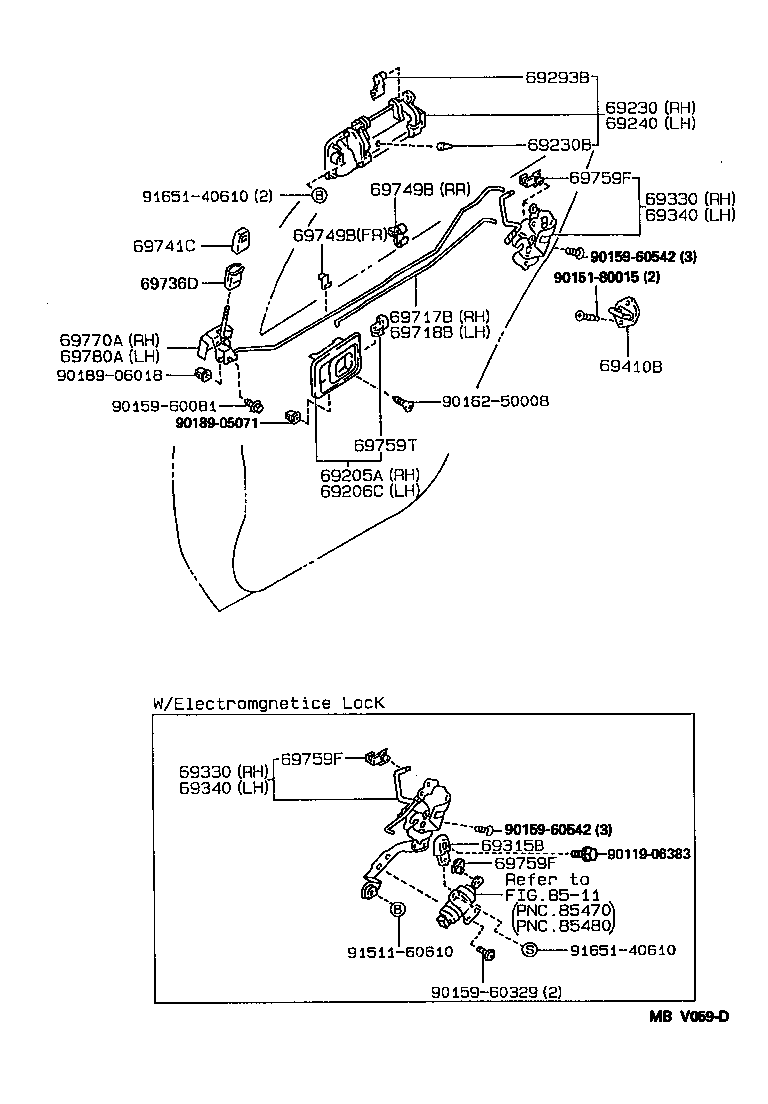 69340-13030 LOCK ASSY, REAR DOOR, LH product image