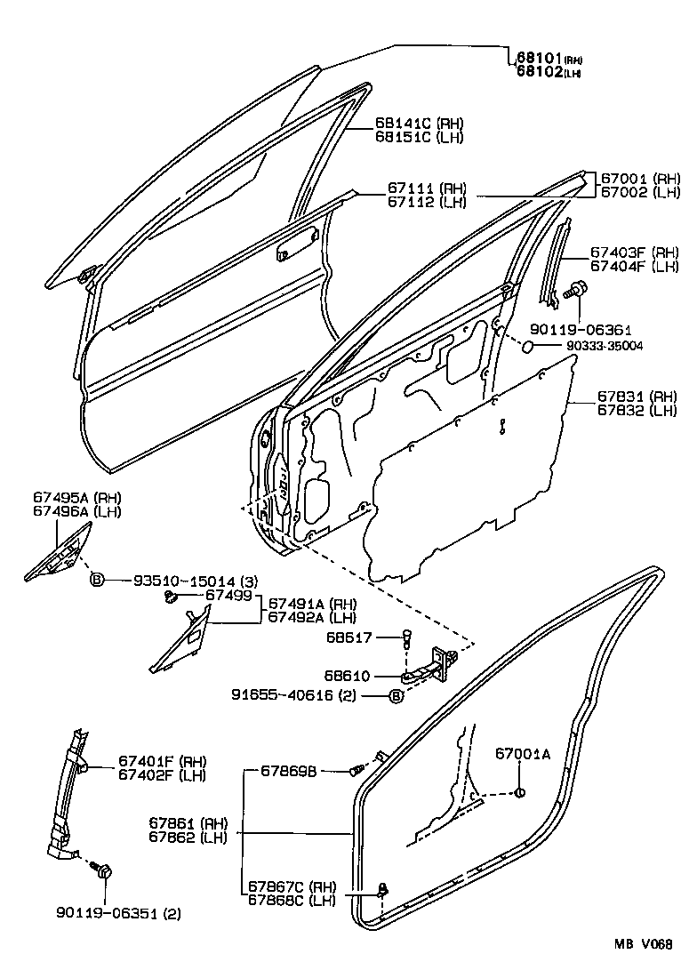 67491-13010 GARNISH, FRONT DOOR LOWER FRAME BRACKET, RH product image
