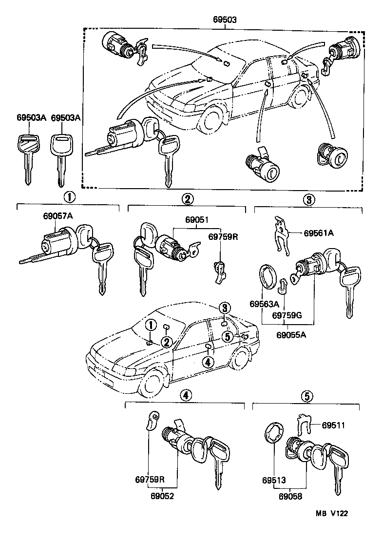 69005-16810 CYLINDER SET, LOCK product image